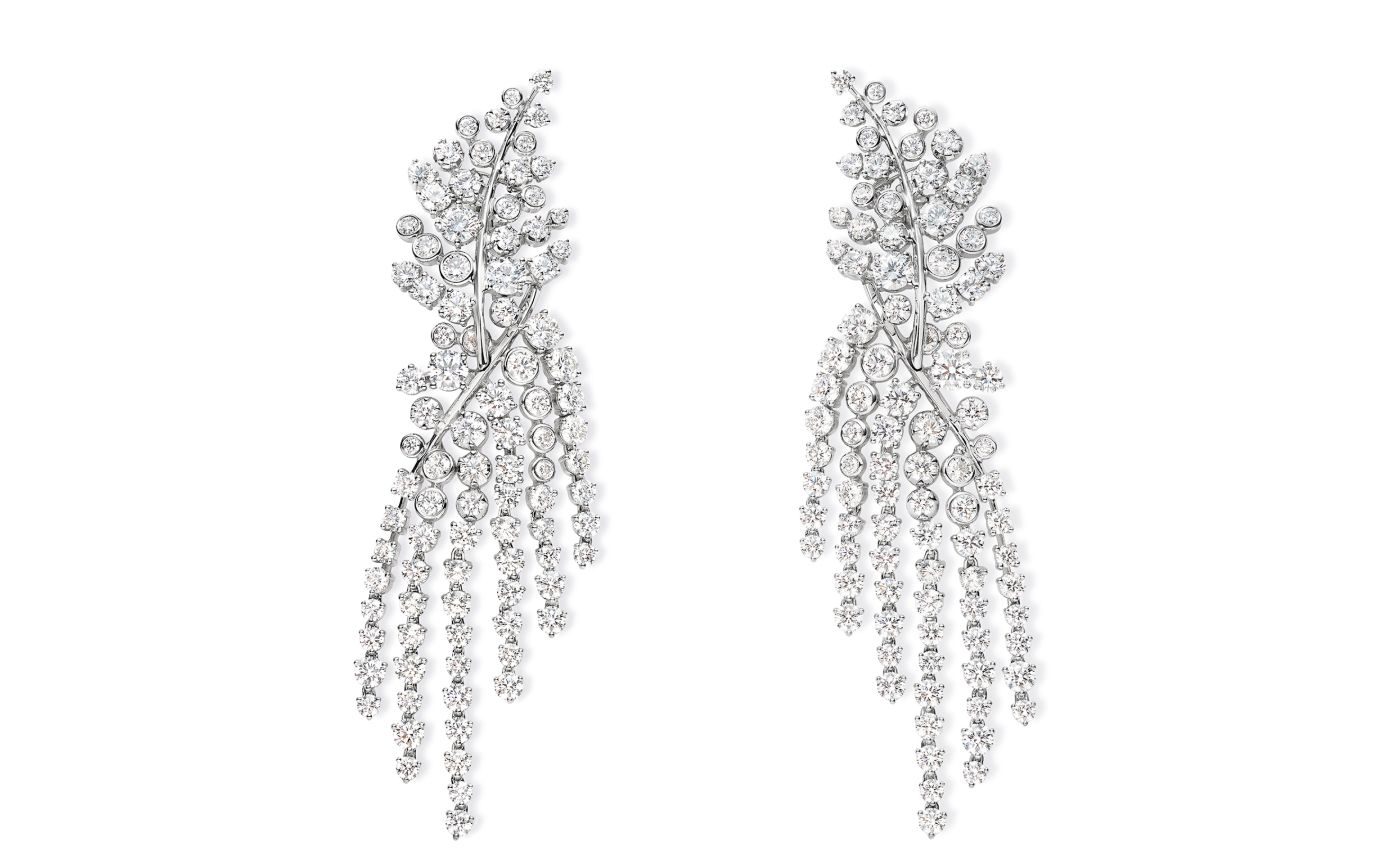 Chaumet Fougère transformable earrings in white gold and diamond from Le Jardin de Chaumet High Jewellery collection 