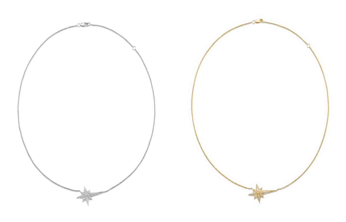 Robinson Pelham North Star large pendants with diamonds in 14k yellow and white gold