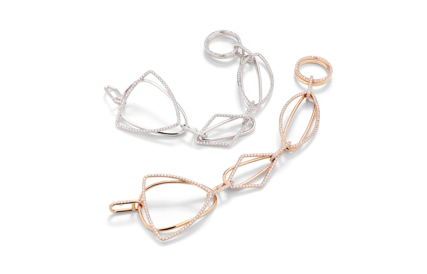  Pomellato Terrazza Duomo bracelets in rose gold, white gold and diamonds from the Ode to Milan High Jewellery collection 