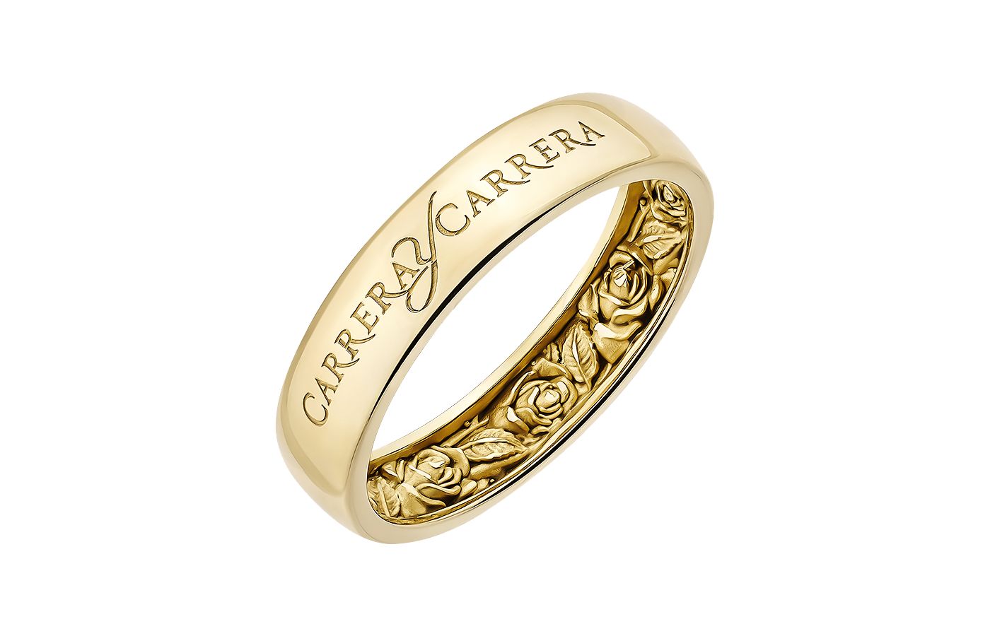  Carrera y Carrera Beauty Inside ring in 18k yellow gold from the Infinito collection – the engraved roses are a symbol of beauty and purity