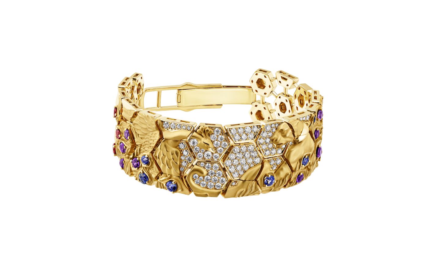  Carrera y Carrera Jardin de Los Placeres bracelet with diamonds, rubellites, amethysts and tanzanites in 18k yellow gold