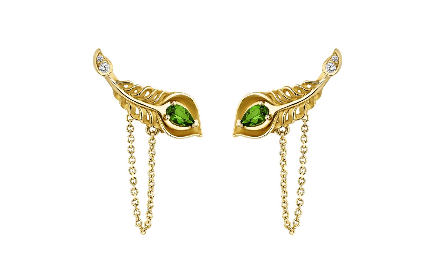  Carrera y Carrera Mistral earrings from the Origen collection with diopsites and diamonds in 18k yellow gold 