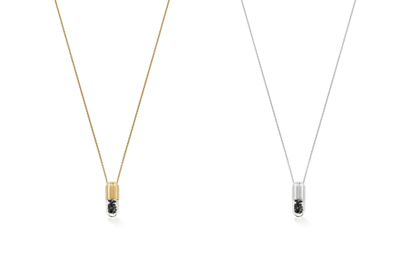  Robinson Pelham Elixir pendants with black diamonds in yellow and white gold