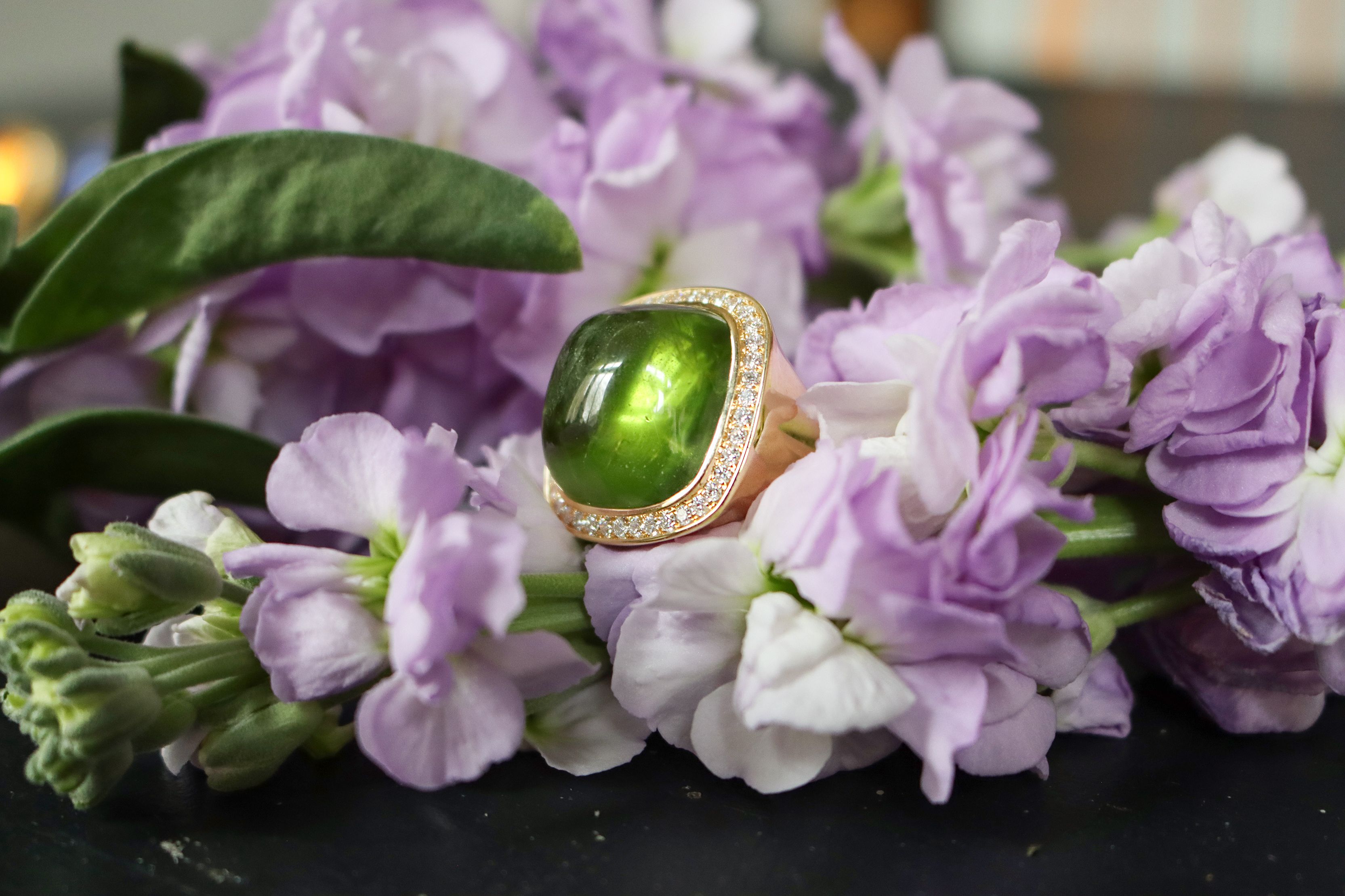 Charlotte Reedtz gold, diamond and peridot ring