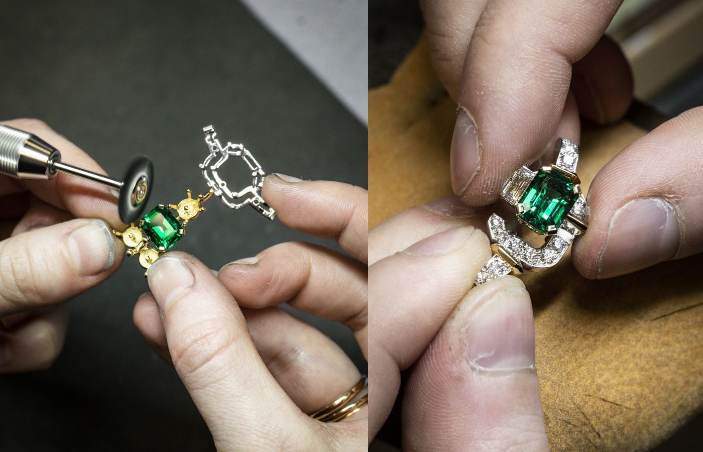 The Van Cleef & Arpels Perla di Angelo necklace features 30.11-cts of emerald-cut emeralds