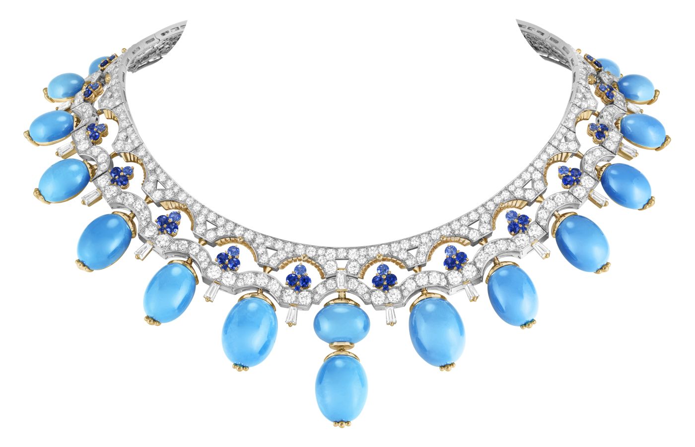  Van Cleef & Arpels Chant des Gondoliers necklace in gold, white gold, sapphires, turquoise and diamonds from Le Grand Tour High Jewellery collection
