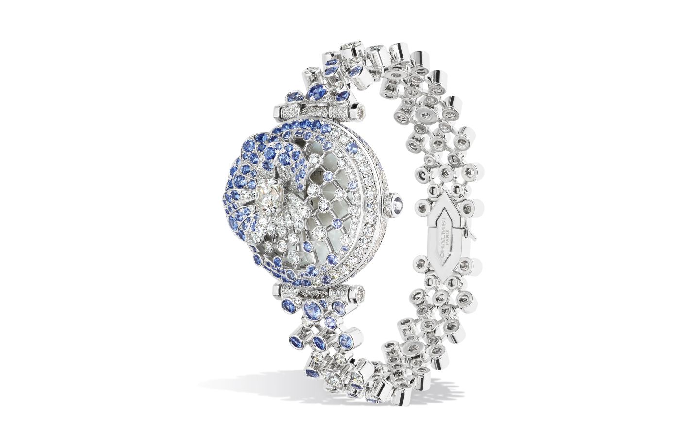  Chaumet Pensée High Jewellery watch in white gold, sapphire and diamond from Le Jardin de Chaumet collection