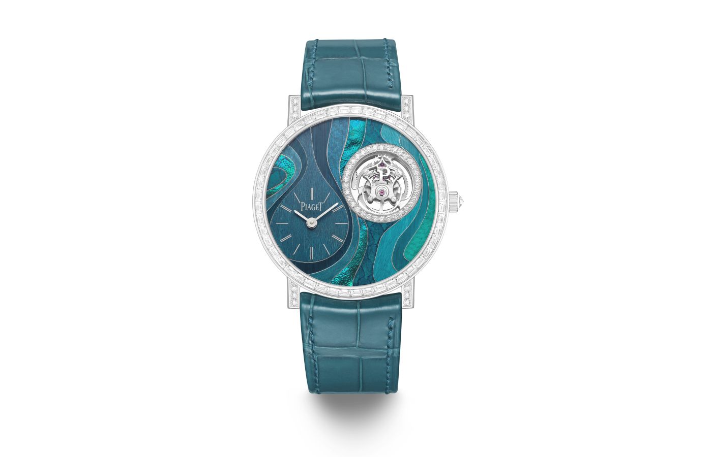 Piaget Undulata High Jewellery watch in white gold, straw, sycamore, elytron, parchment, leather and diamond from the Metaphoria Chapter II collection