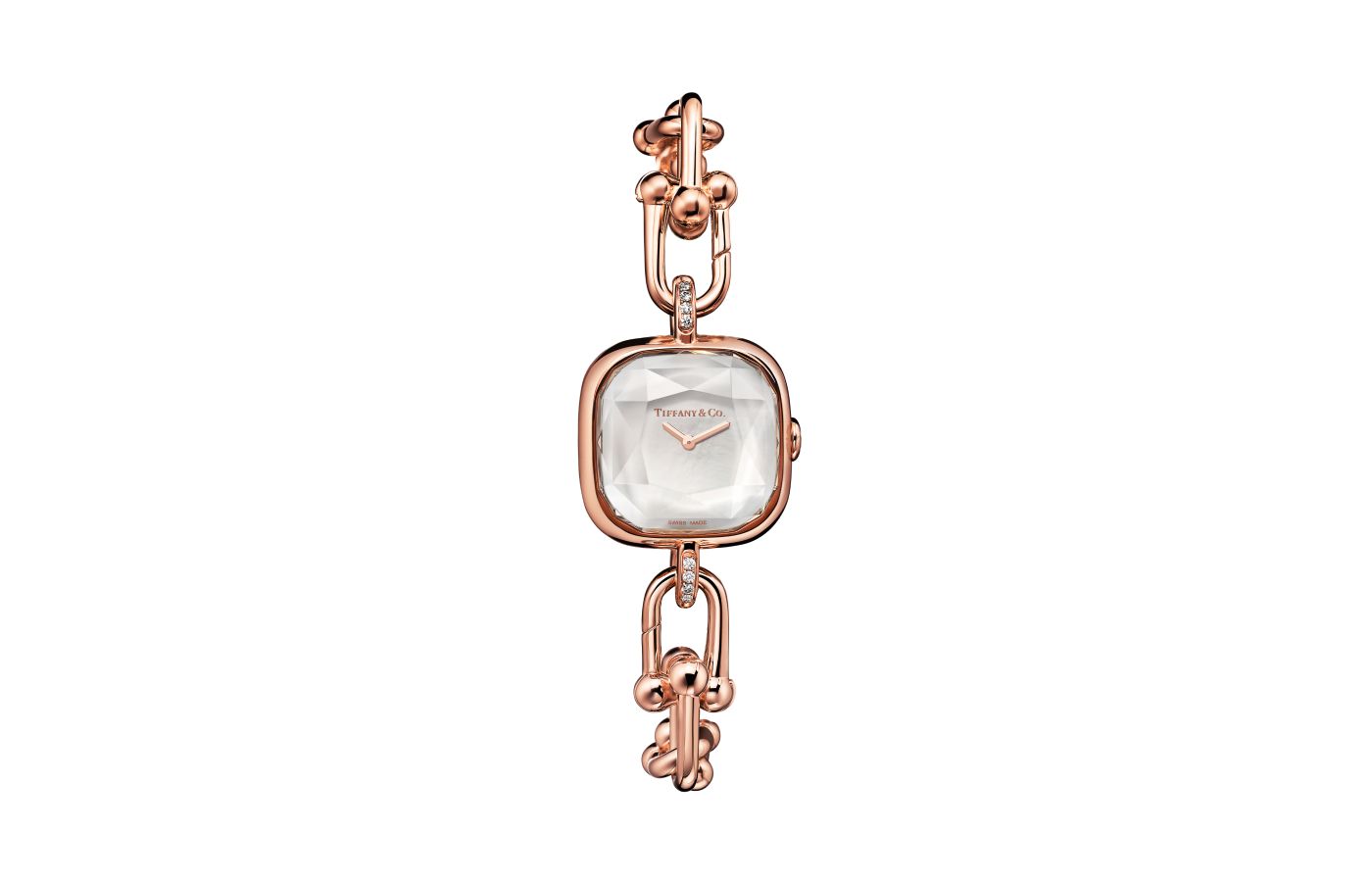  Tiffany & Co. HardWear watch in gauge links with diamond accents and a silver sunray dial