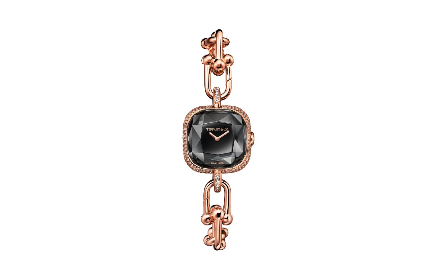  Tiffany & Co. HardWear watch in gauge links with pavé diamonds and a black lacquer dial