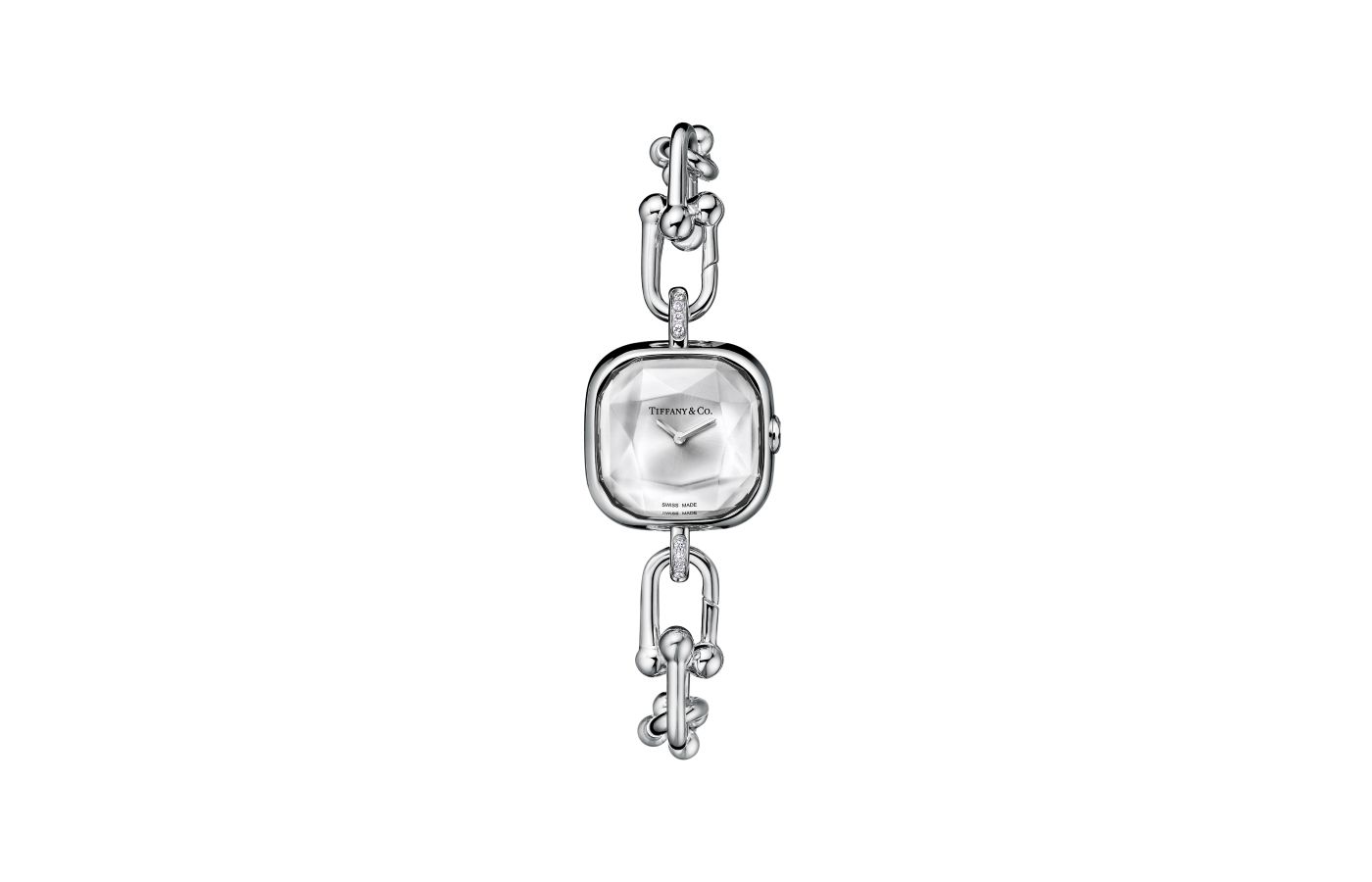  Tiffany & Co. HardWear watch in gauge links with diamond accents and a white mother-of-pearl dial