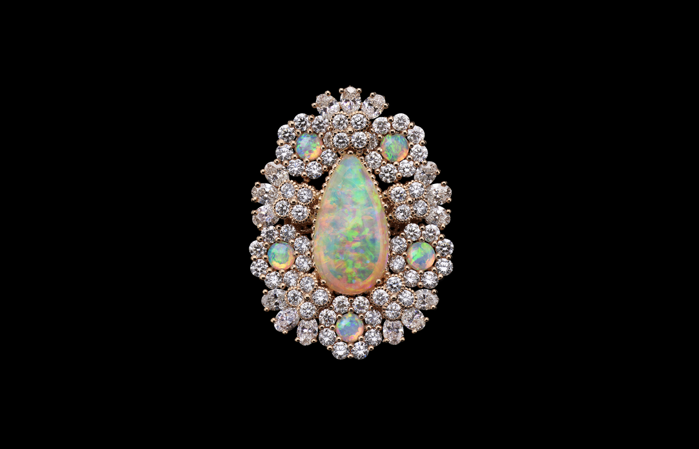 Dior Joaillerie high jewellery ring in pink gold, white opal and diamond from Les Jardins de la Couture collection 