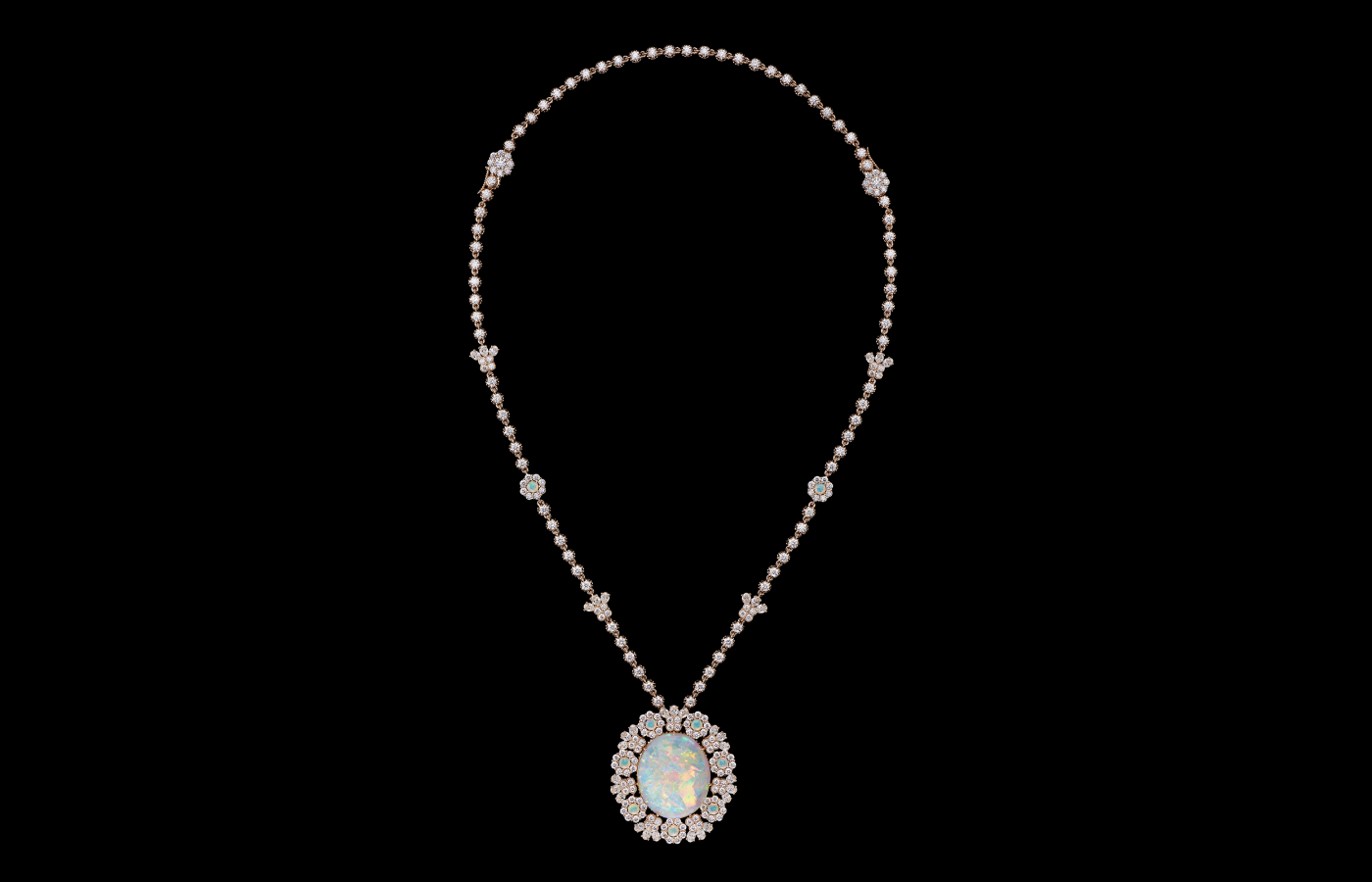  Dior Joaillerie high jewellery necklace in pink gold, white opal and diamond from Les Jardins de la Couture collection 