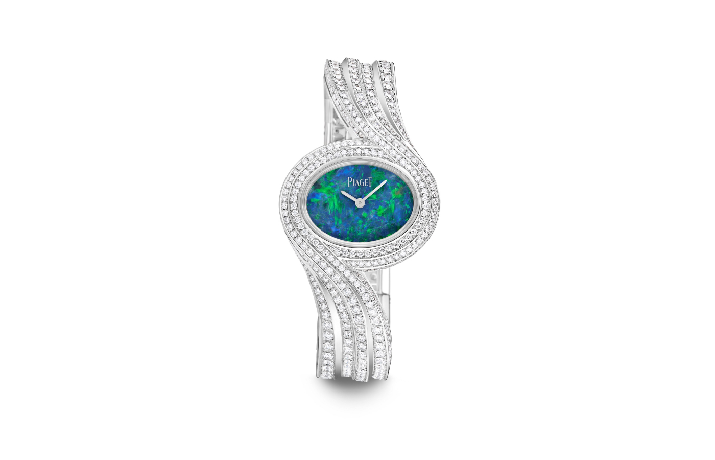 Piaget high jewellery watch in white gold, opal and diamond from the Metaphoria collection