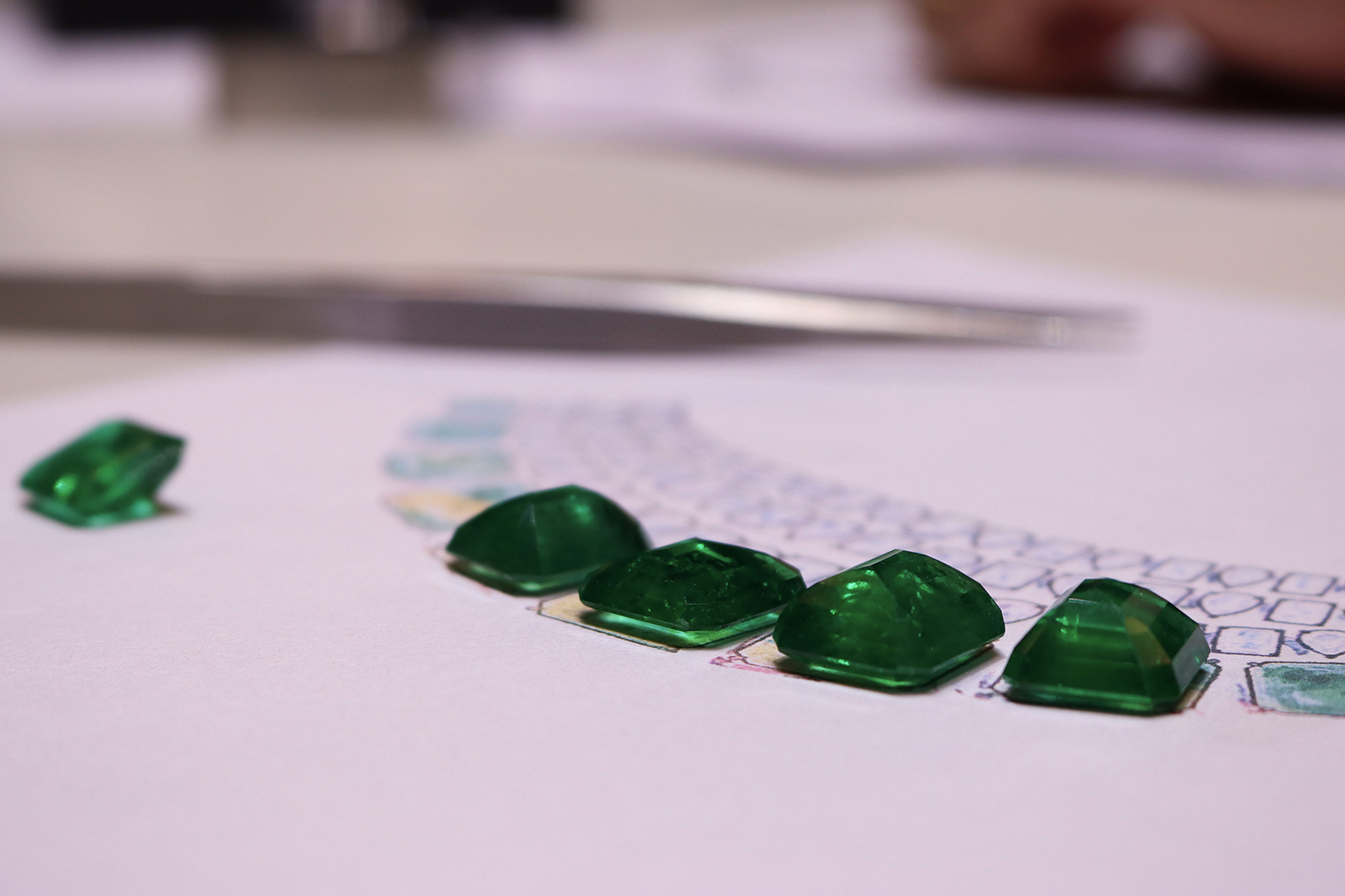  The process of creating a custom necklace at the Hazoorilal Legacy boutique in New Delhi