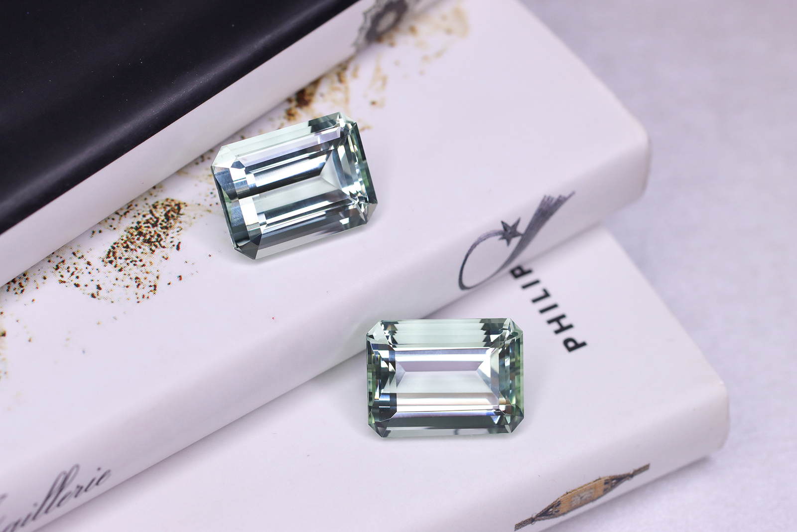 Gemhype.com a pair of green octagonal-shaped beryls of 23.15 carats from Mozambique, eye-clean with no treatment