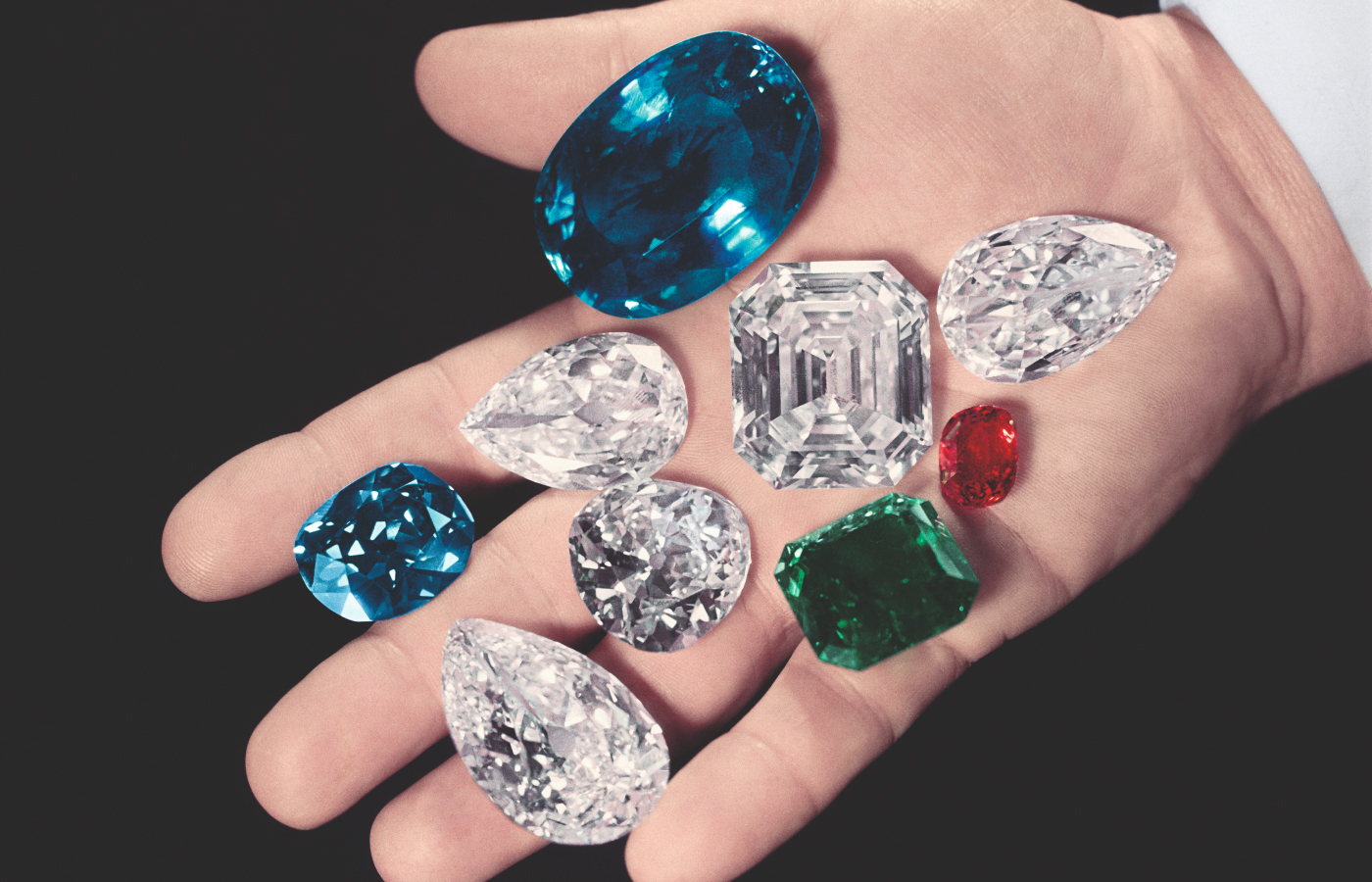  Harry Winston archive image of precious coloured gemstones and diamonds