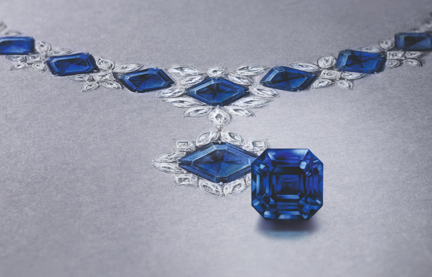  The Harry Winston The Countess necklace features a 30.27-ct octagonal-cut sapphire
