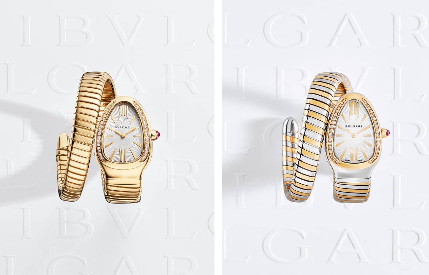  Bulgari Serpenti Tubogas watches in solid and mixed gold tones with diamonds