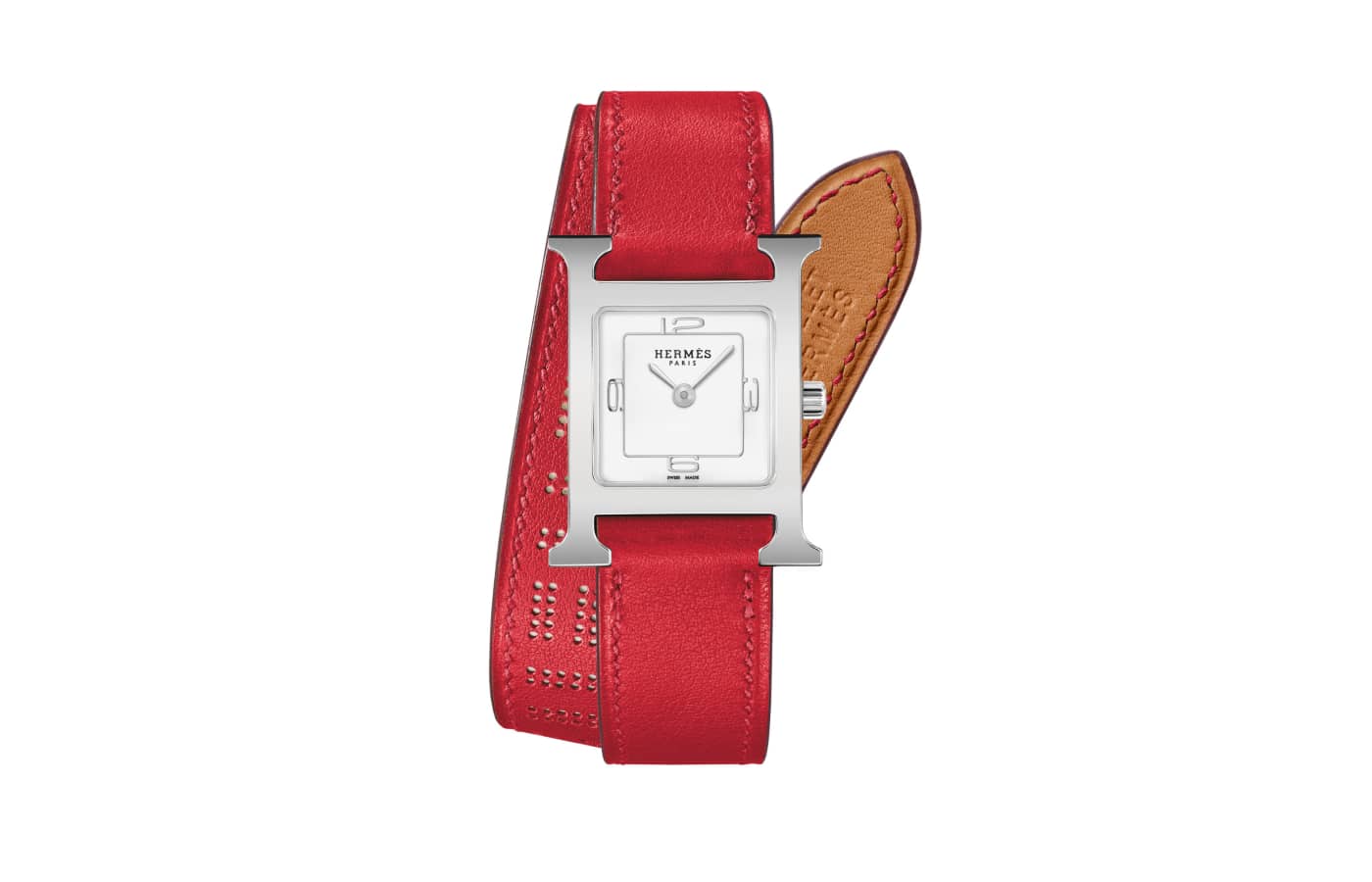  Hermès Heure H watches with steel case on a pink calf skin leather strap