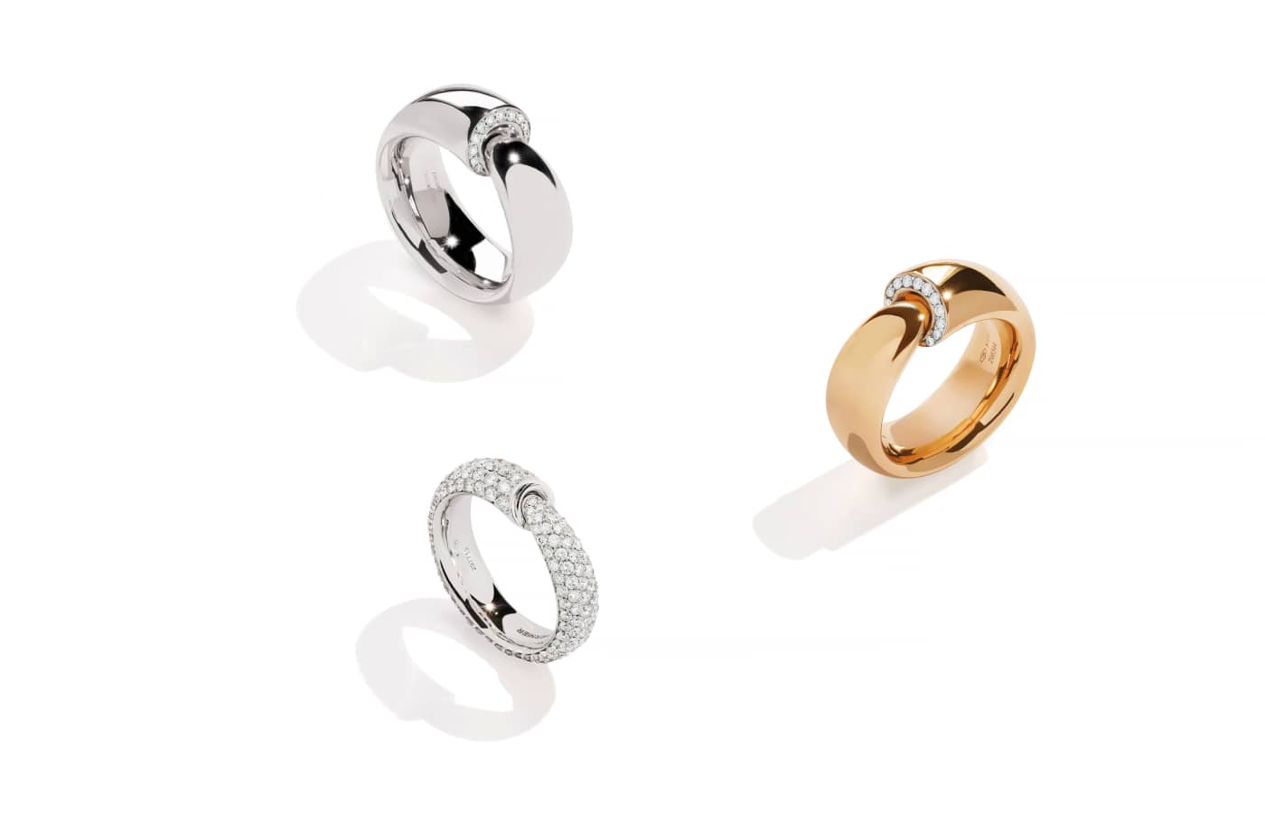  Vhernier Calla rings in gold, white gold and diamond
