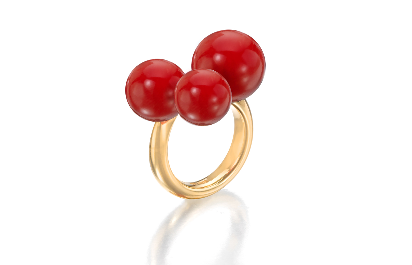  Sean Gilson for Assael Bubble ring in gold and Sardinian Coral Beads 