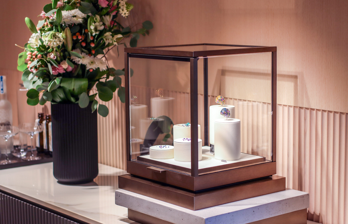  A series of Bucherer Fine Jewellery cocktail rings on display at the Zurich flagship store 