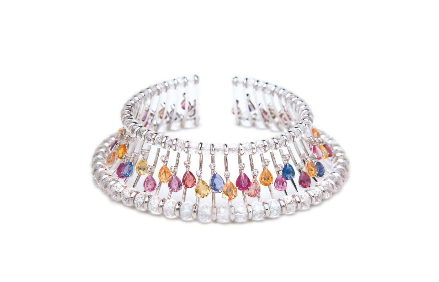  Fabio Salini Telaio choker in white gold, sapphire,  rock-crystal and diamond