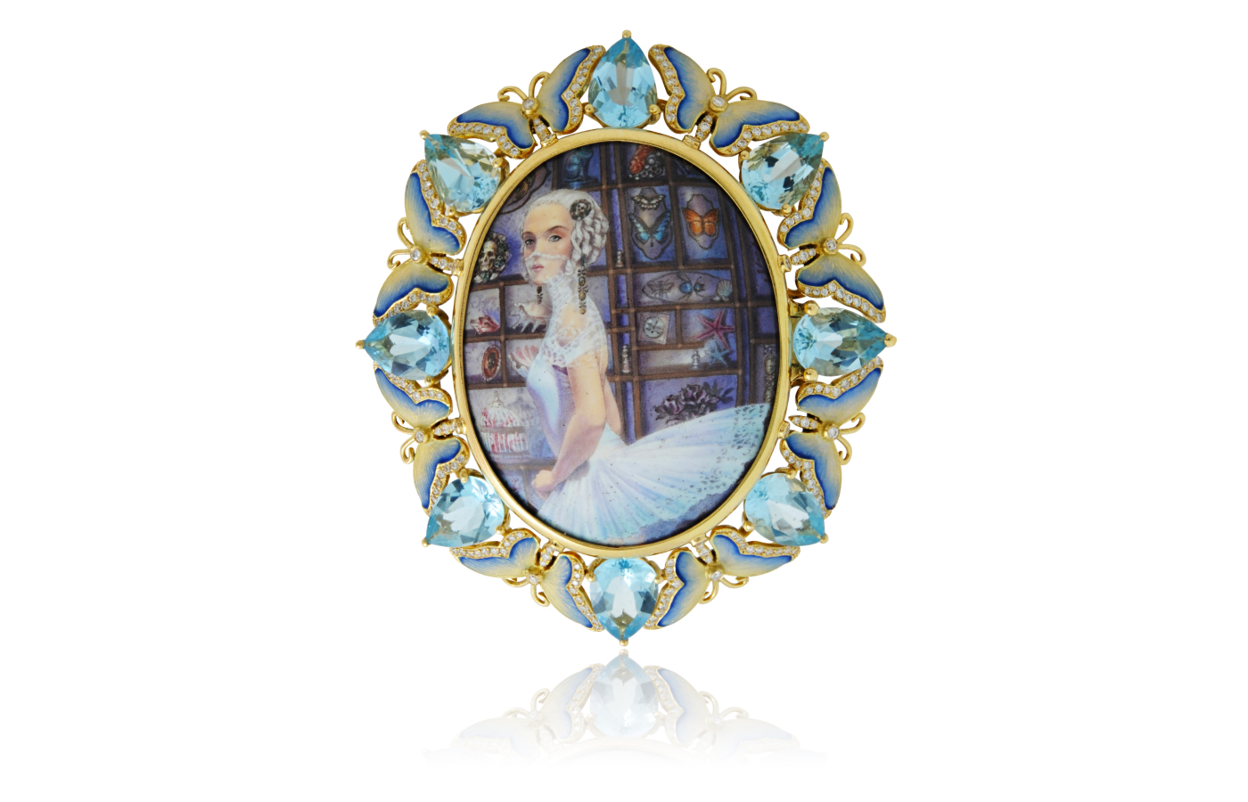  Lydia Courteille Curiosity Cabinet ring in gold, enamel,  aquamarine and diamond from the A Natalie collection