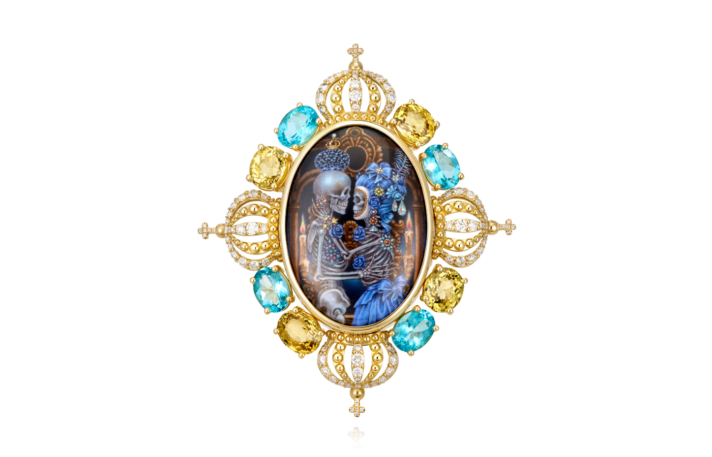  Lydia Courteille Marie Antoinette Dark Side ring in gold, enamel, apatite, garnet and diamond from the A Natalie collection 