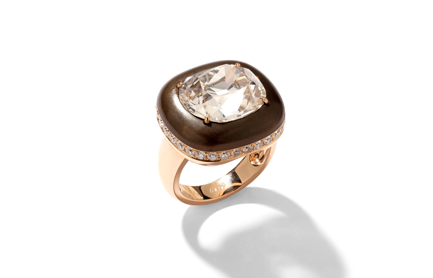  Glenn Spiro ring in rose gold, bronze, featuring a 10.05-ct old mine brilliant cut diamond