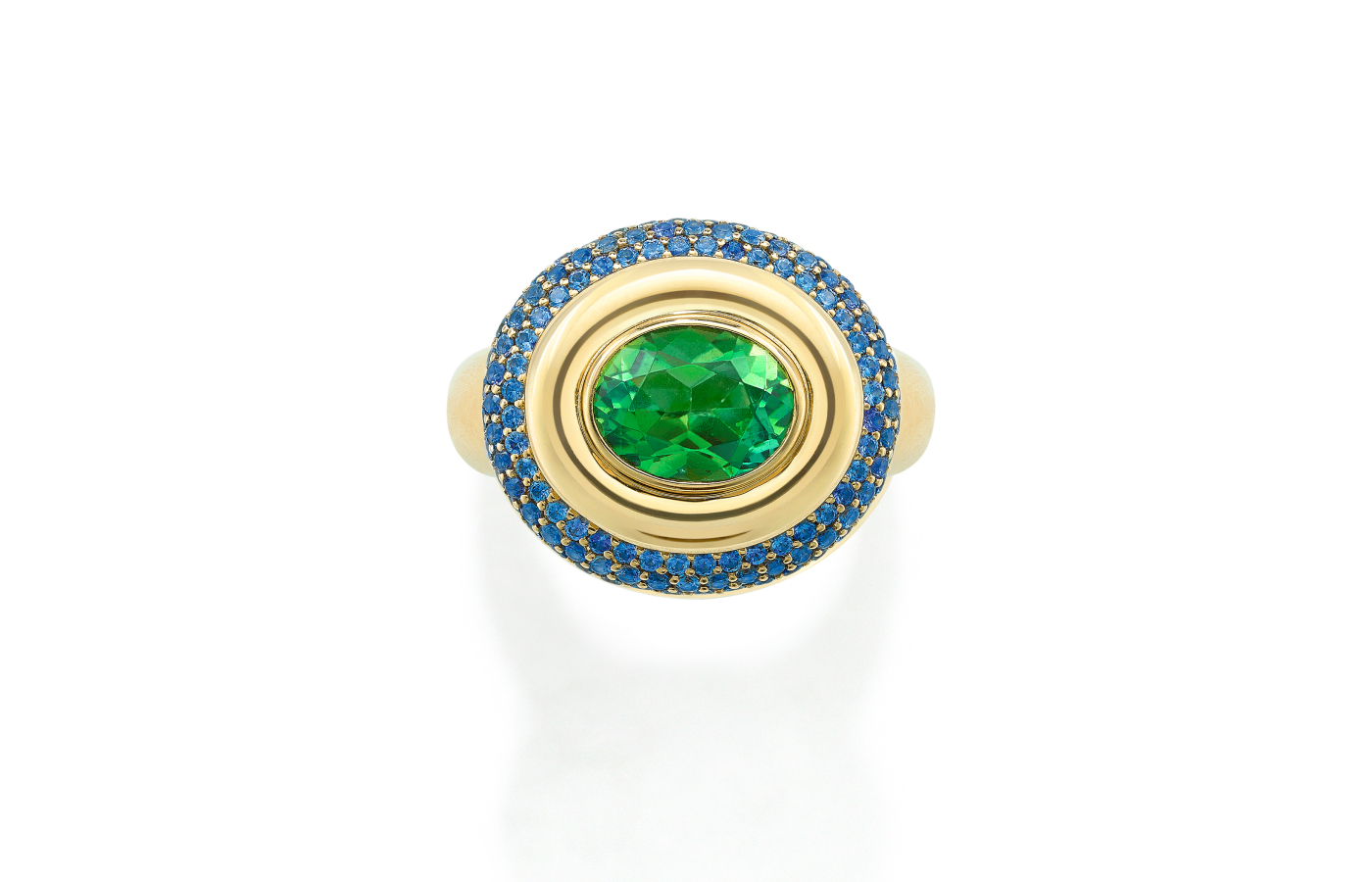  Robinson Pelham Arena ring in gold, sapphire and tourmaline