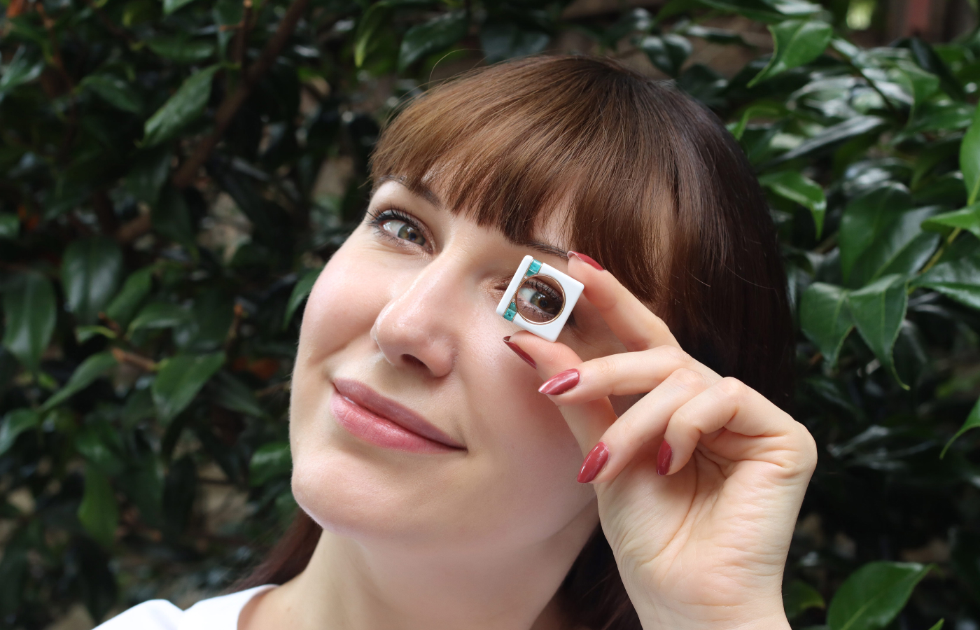 Katerina Perez considers the Inés Nieto Cube ring with Brazilian Paraiba tourmaline from the first excavations in the 1980s
