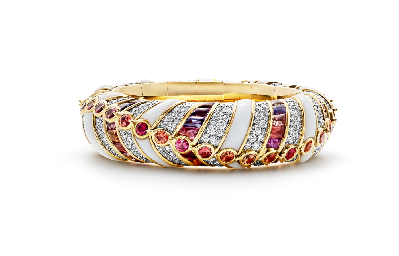  Tiffany & Co. Pisces bracelet in platinum and 18k yellow gold with unenhanced Umba sapphires, white opals and diamonds from the 2023 Tiffany Blue Book collection