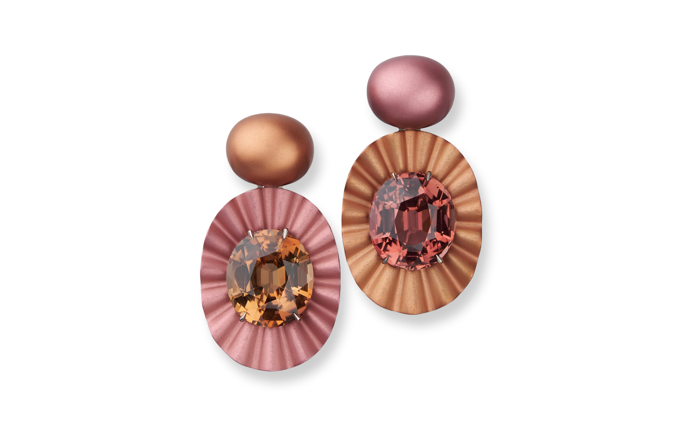  Hemmerle earrings in aluminium, white gold and tourmaline 