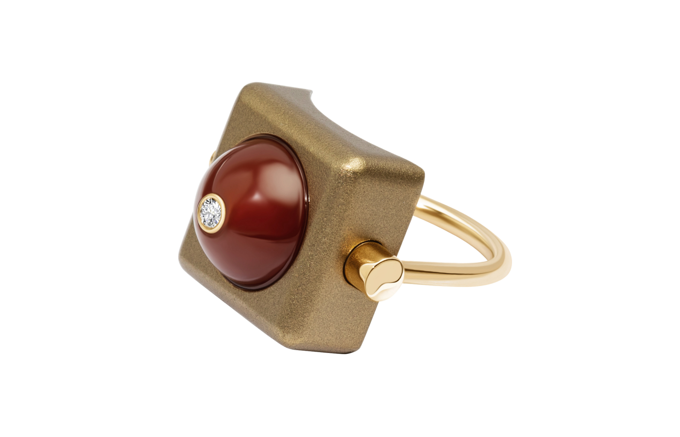  Sonia Lacroix for AALTAS Cubo Ring in gold, Champagne annodized aluminum and diamond