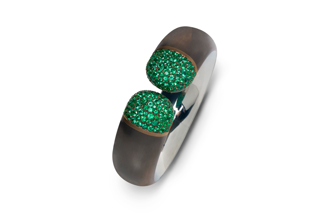  Hemmerle Harmony bangle in white gold, olive wood, bronze and coloured gemstones