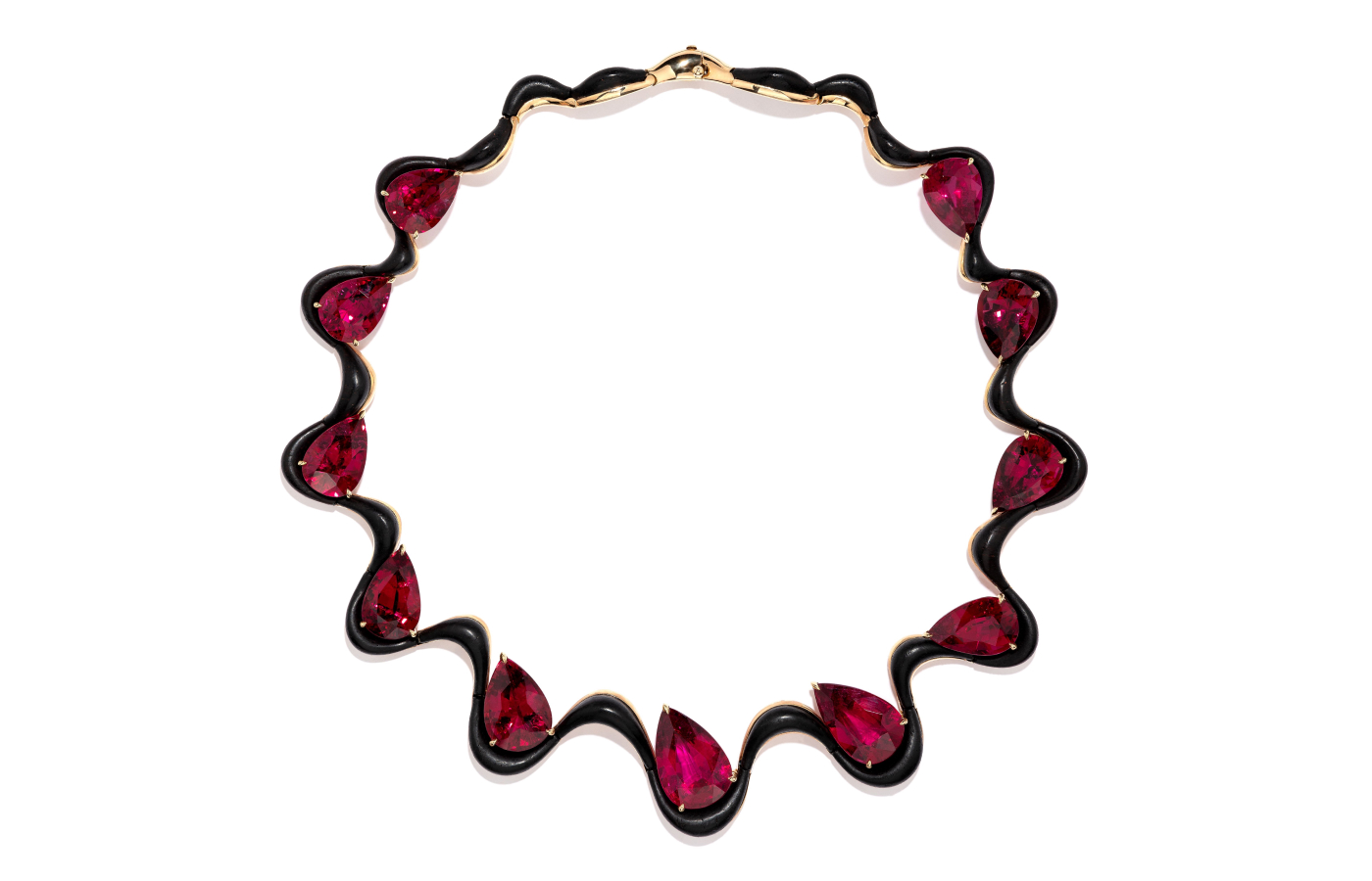 Glenn Spiro Materials of the Old World necklace in gold, enamel and rubellite