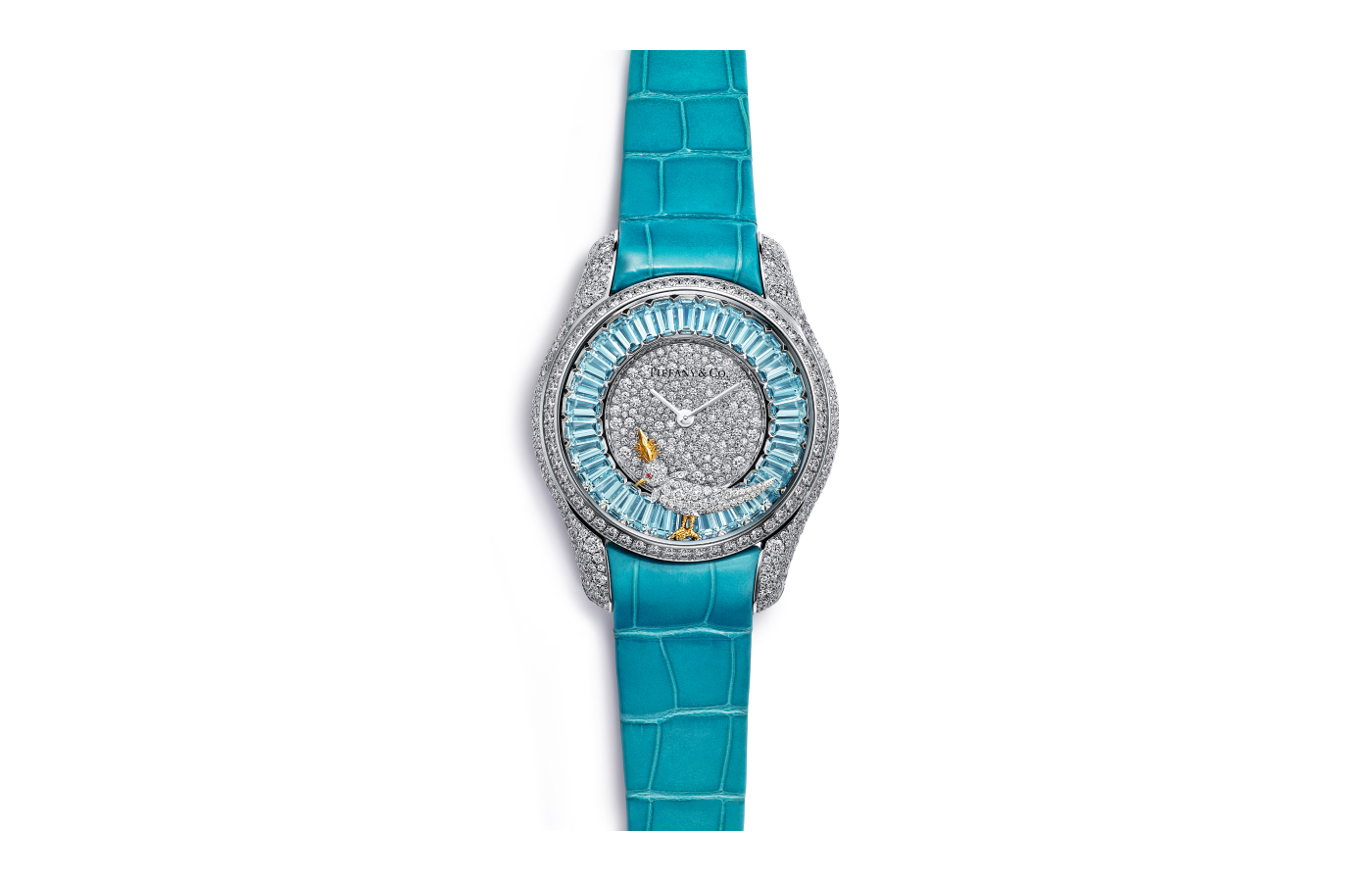  Tiffany & Co. Bird on a Rock watch in white gold, platinum, aquamarine and diamond