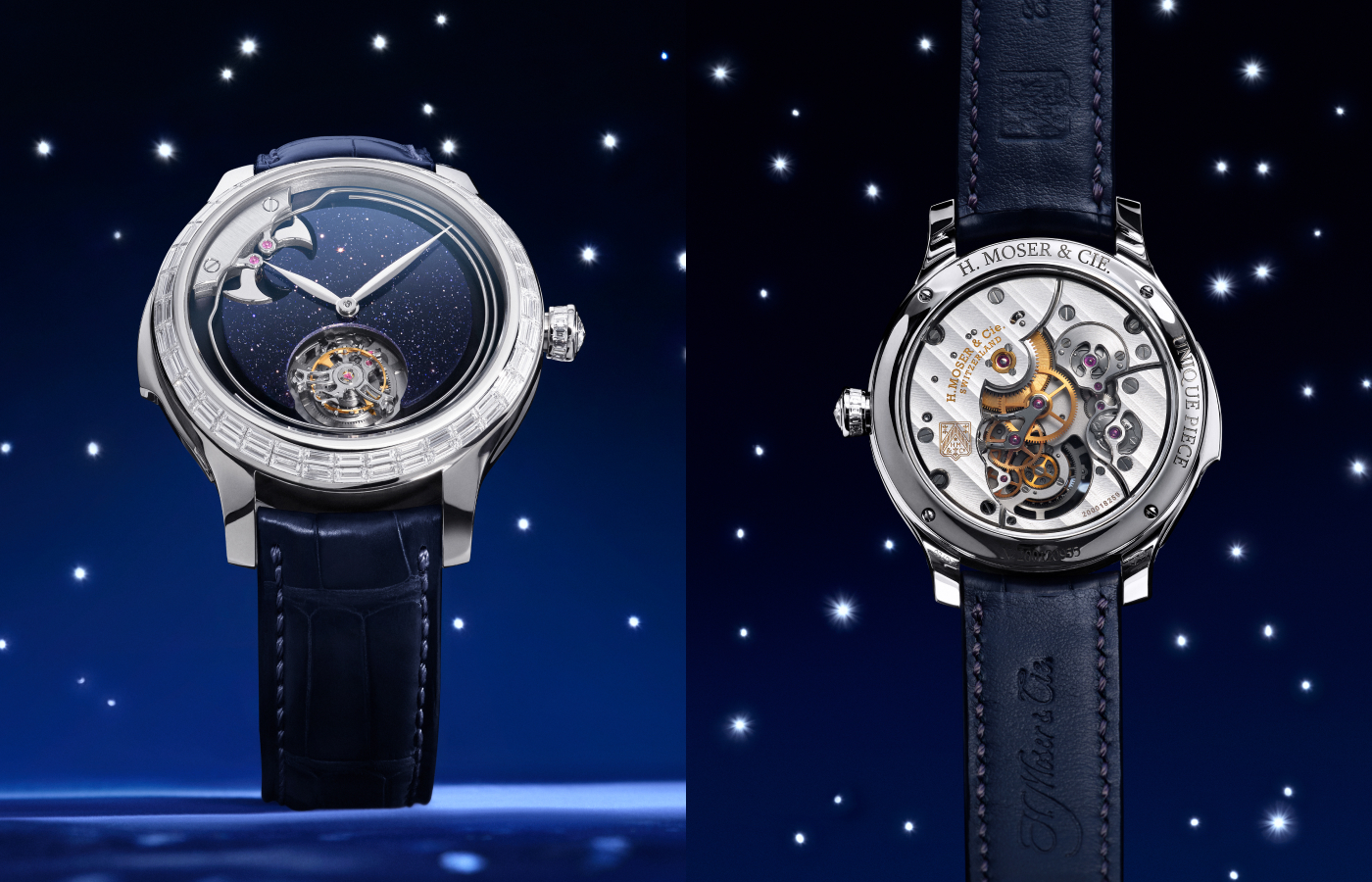 Bucherer Exclusives H. Moser & Cie. Endeavour Concept Minute Repeater Tourbillon watching in white gold, aventurine and diamond