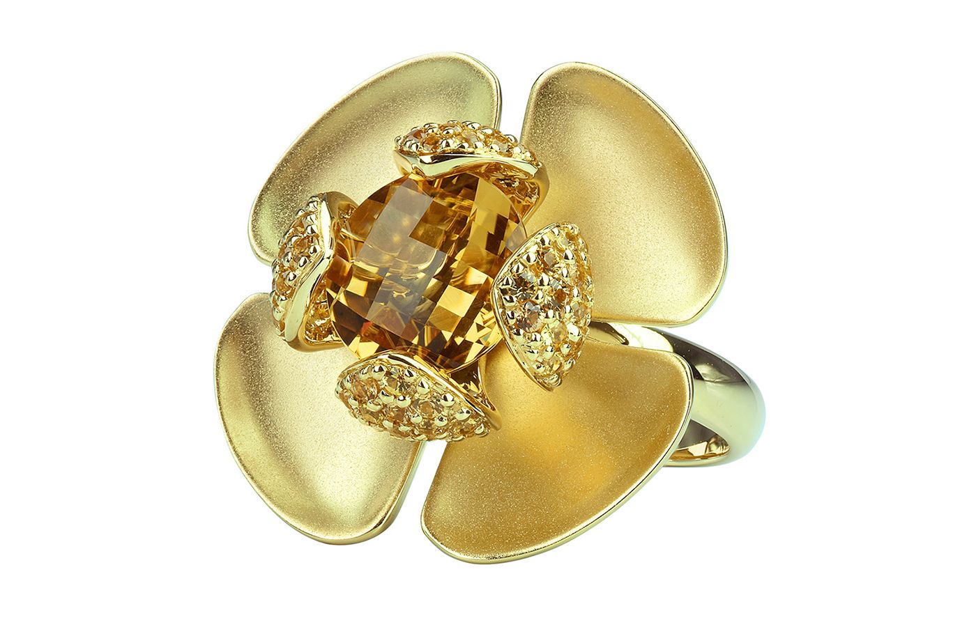  Isabelle Langlois Flora Lotus ring in gold and citrine