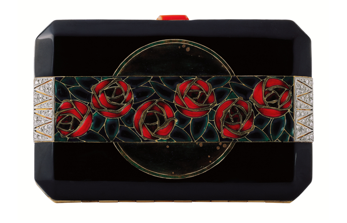  1924 Boucheron cigarette case in enamel, coral and diamonds 