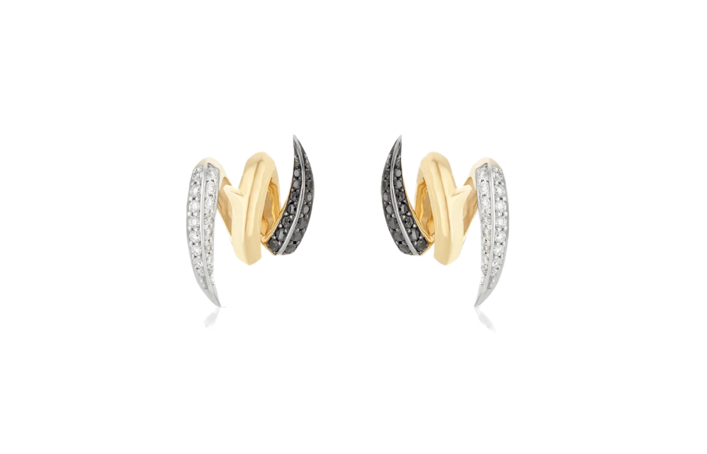 Stephen Webster Entwined stud earrings from the Thorn Embrace collection in  gold with black and colourless diamonds
