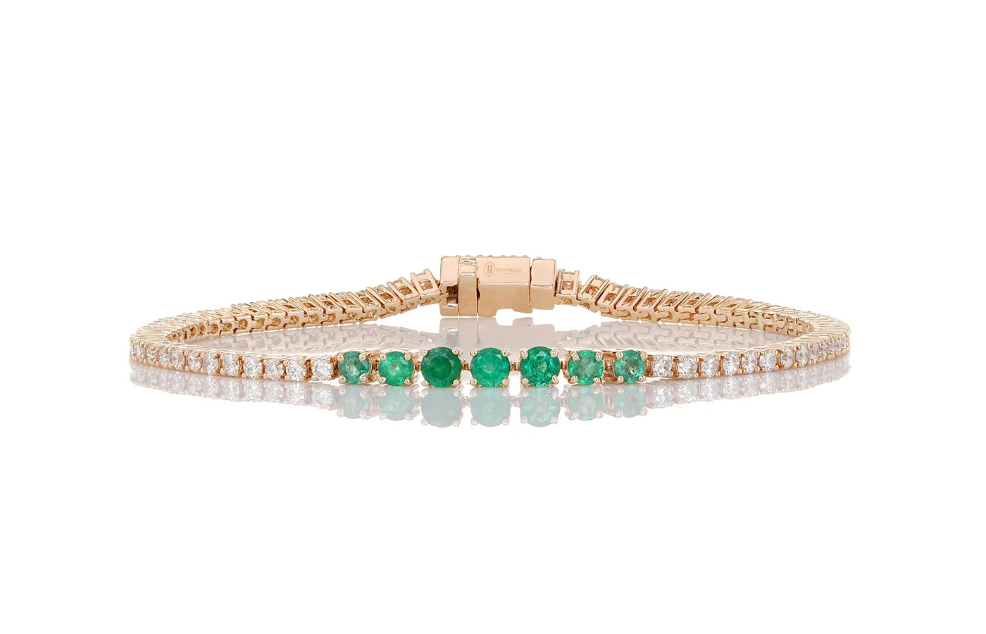  Hazoorilal Legacy Zoori Enchanté bracelet with diamonds and emeralds in 14k gold 