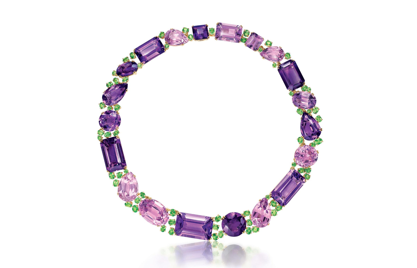  Verdura Byzantine Riviere necklace with amethysts, pink kunzites and green tsavorites