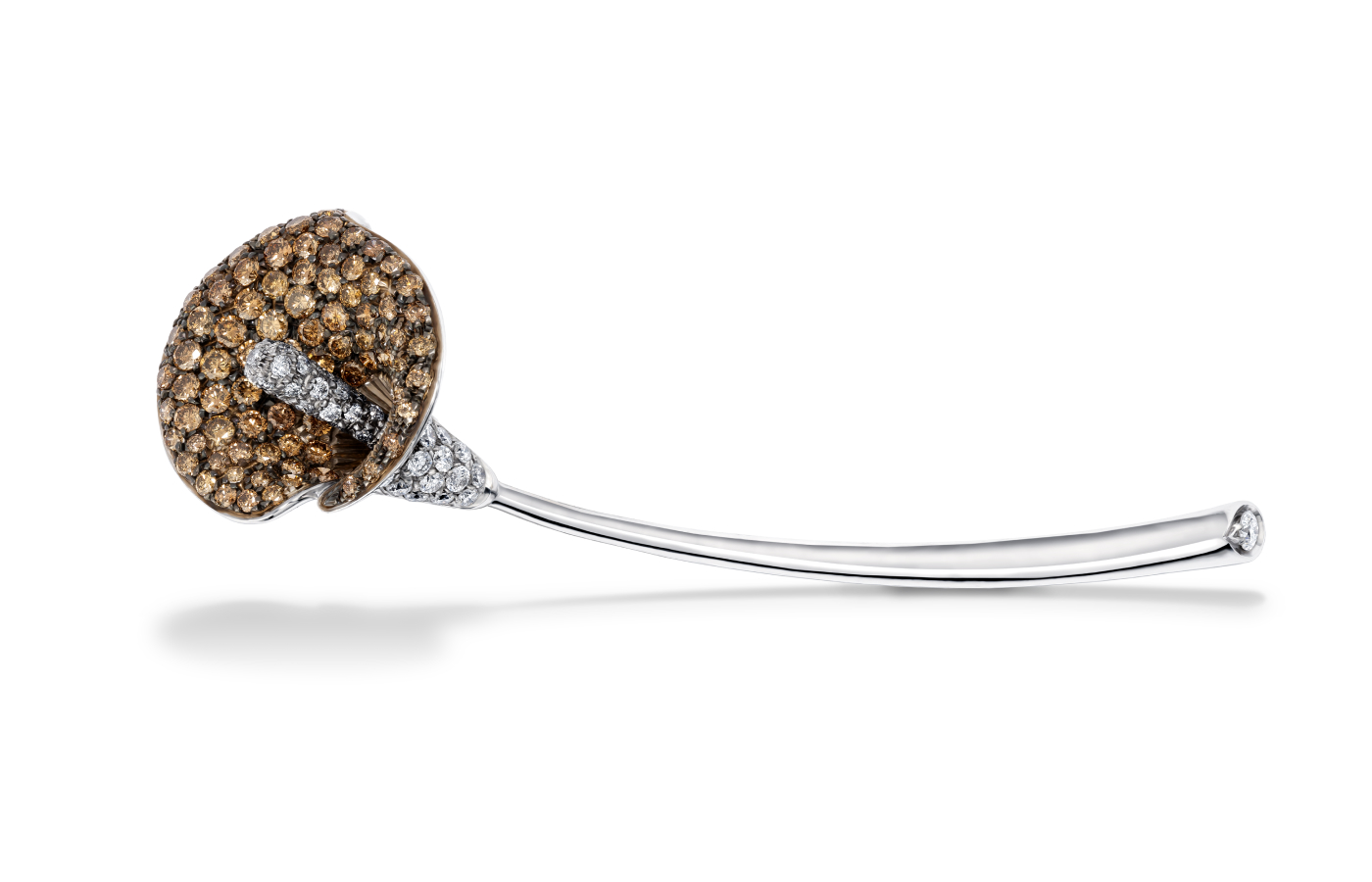  David Morris Calla Lily brooch with white and cognac diamonds 