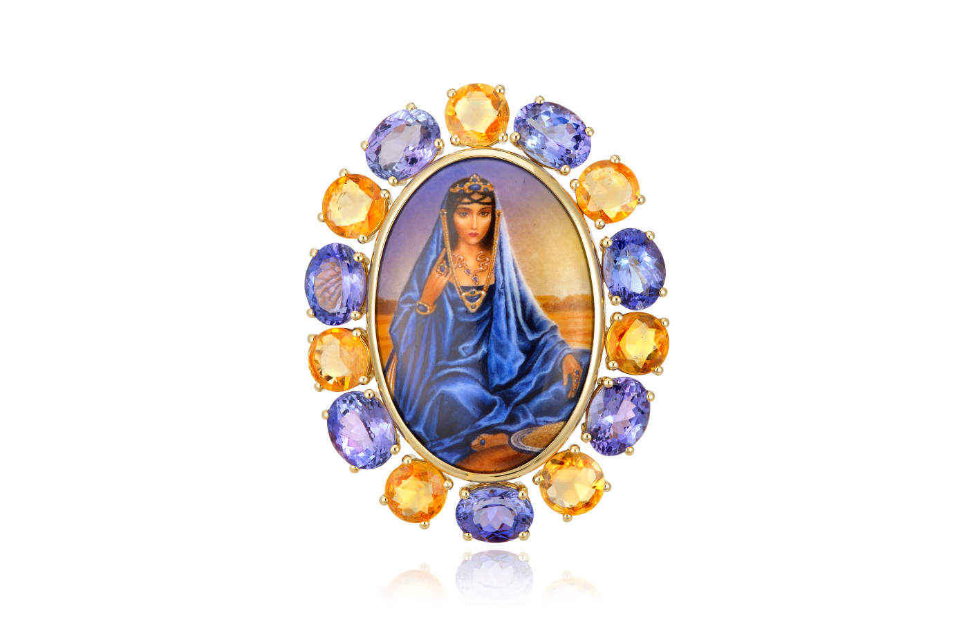 Lydia Courteille Caravan ring in gold, enamel, yellow sapphire and tanzanite from the A Natalie collection