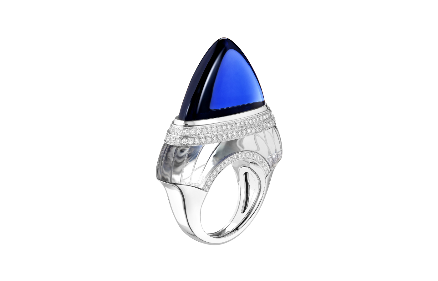  Boucheron Once in a Blue Moon ring in white gold, tanzanite and diamond from the More is More High Jewellery collection