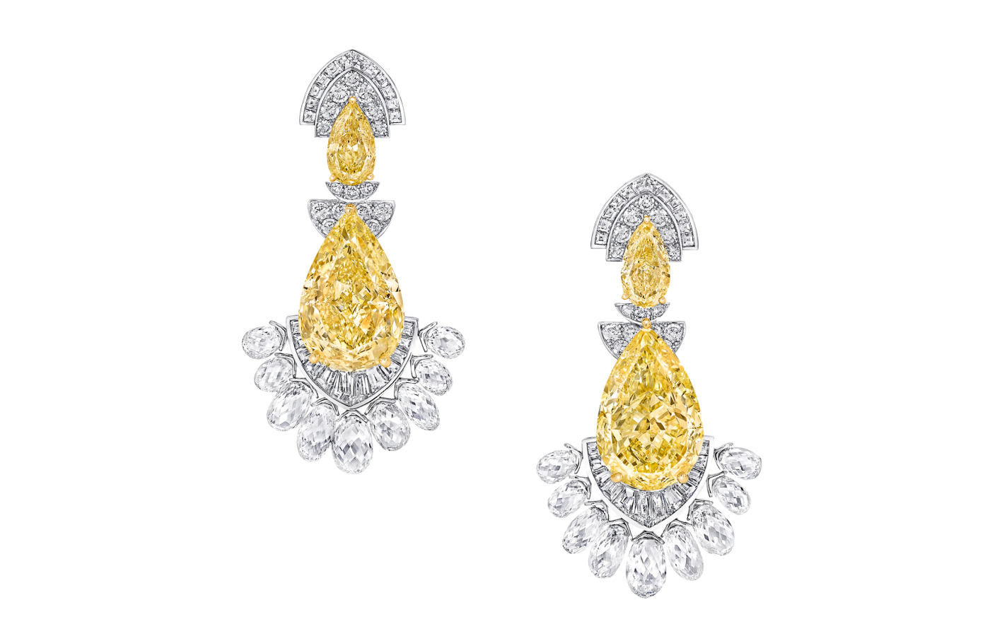  Graff  Tribal earrings with 65.62-carats of yellow and colourless diamonds