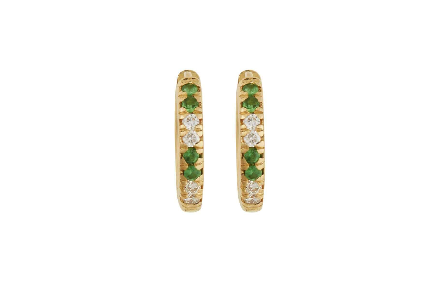  Ileana Makri Seamless Stripes hoop earrings with diamonds and tsavorites in 18k yellow gold